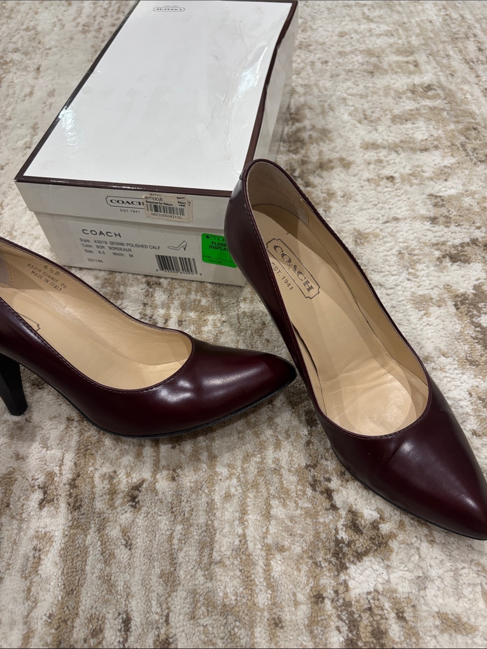 Coach Burgundy Leather Pointed-Toe Pumps